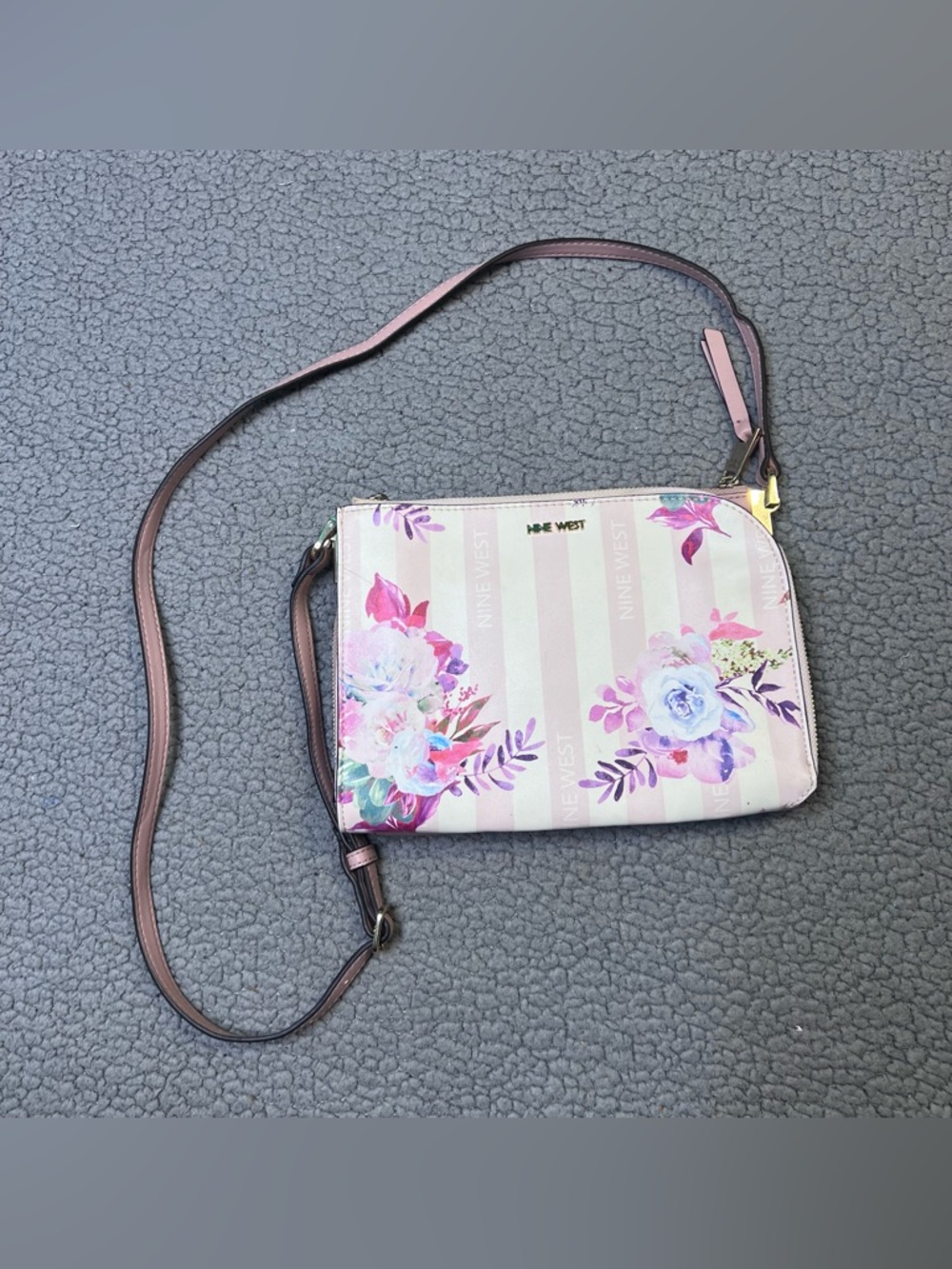 Nine West Floral Print Crossbody Purse White And Pink New With Tags